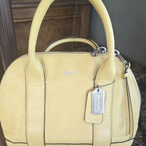 Coach Yellow Pebble Leather Zip Zip Satchel
